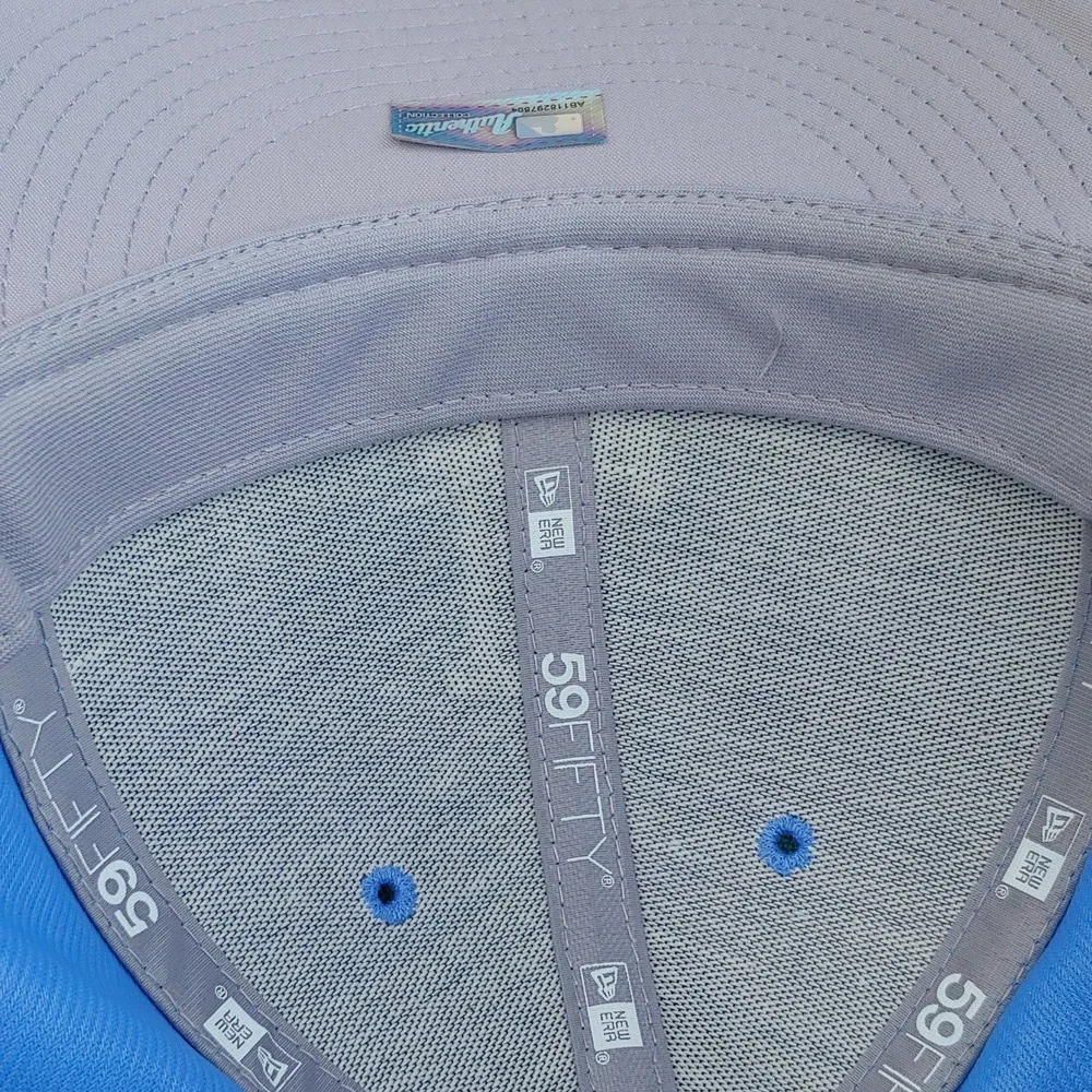 New Era Dodgers 59FIFTY Low Profile 7 7/8 Fitted Baseball Cap Light-Dark Blue - Picture 11 of 16